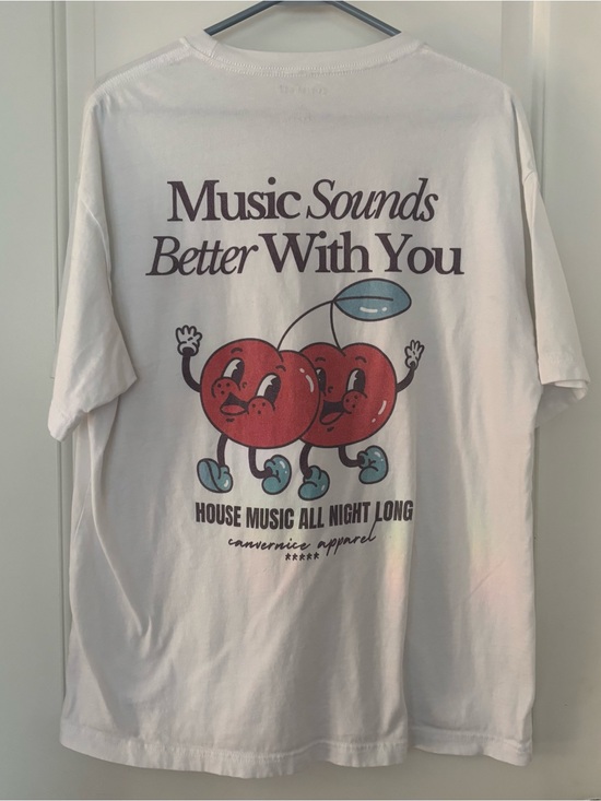 Canvernice Tops - House Music Graphic tee cherries Canvernice large rave festival streetwear